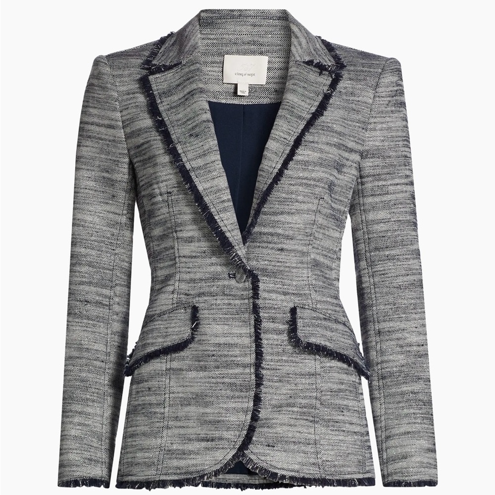 Cinq à Sept Gray and Navy Blazer